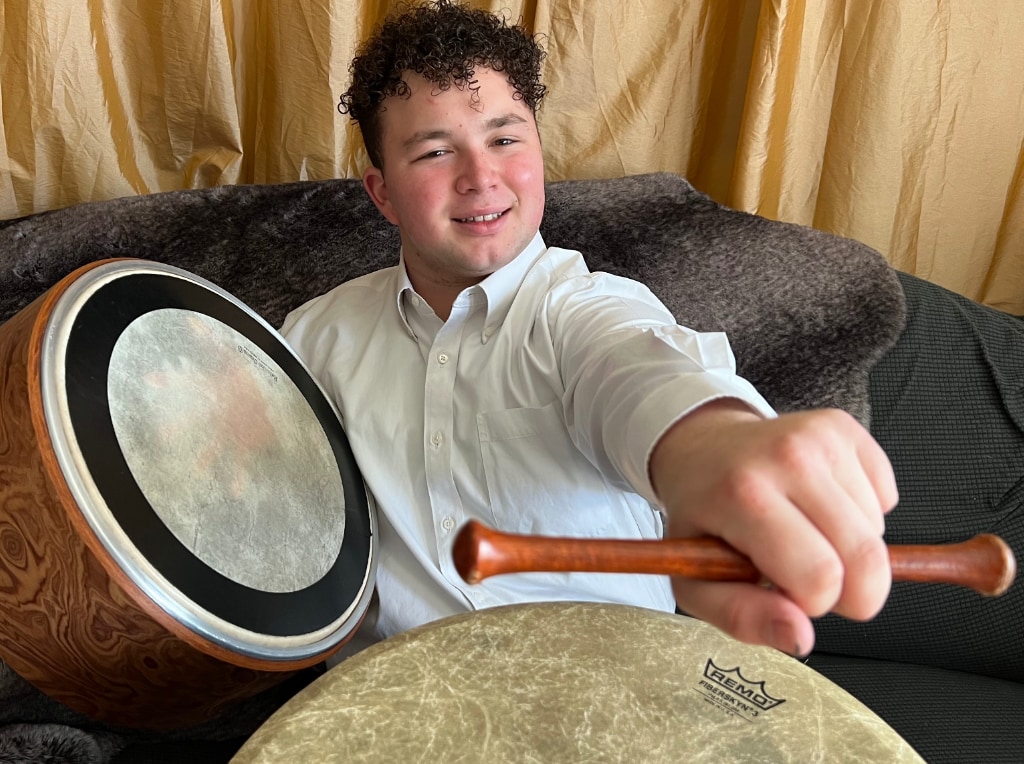 Portrait of Mr. Max with a drum